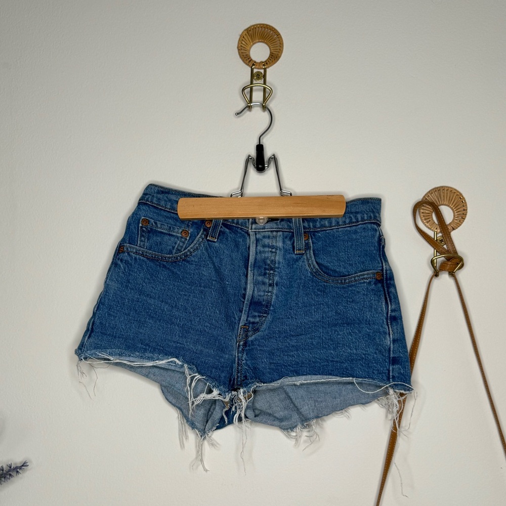 Dark wash Levi 501 shorts